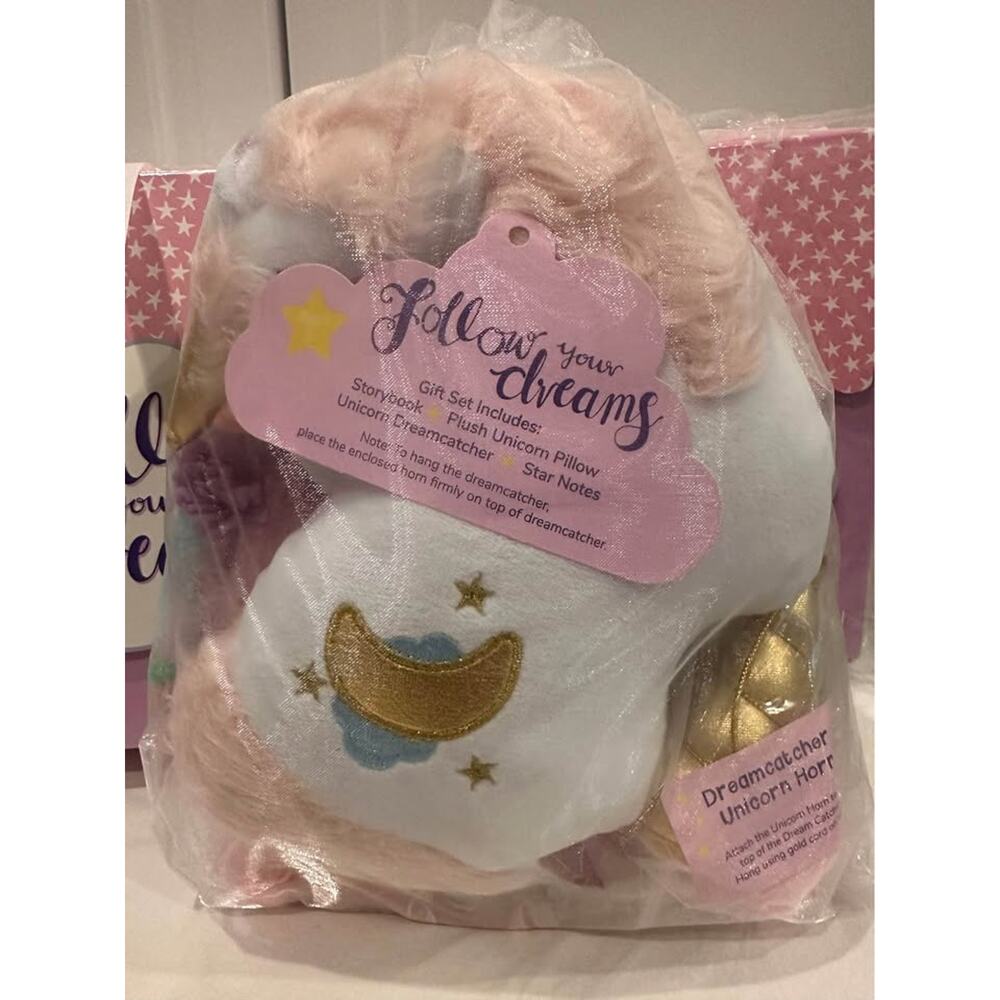 “Follow Your Dreams” Unicorn Pillow Gift Set Girls Fairy Dream Catcher Whimsical - Picture 4 of 5